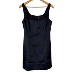NWT Gap Structured Black Satin Mini Dress, S